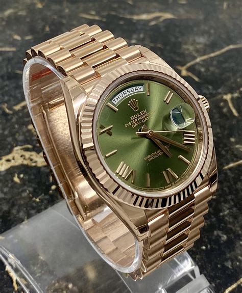 rolex green and gold watch|rolex day date 40 228235.